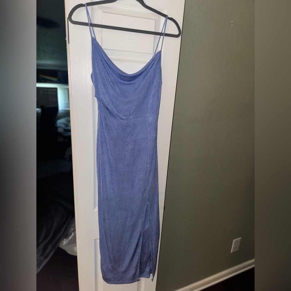 Petal & Pup Blue Slip Dress with Cowl Neck for Weddings
